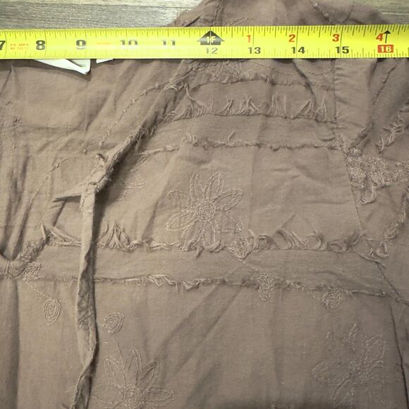 Lulu B 2 Piece Set Womens Small Brown Embroidered Frayed Top Pants Boho Cotton - Picture 4 of 14